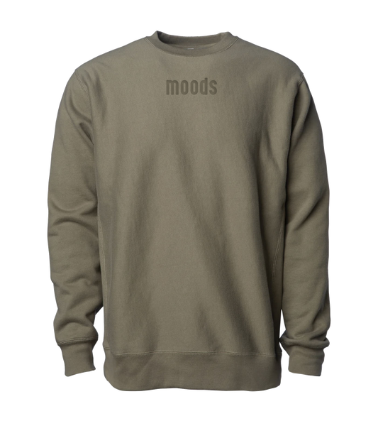 Moods Embroidered Crewneck (Olive)