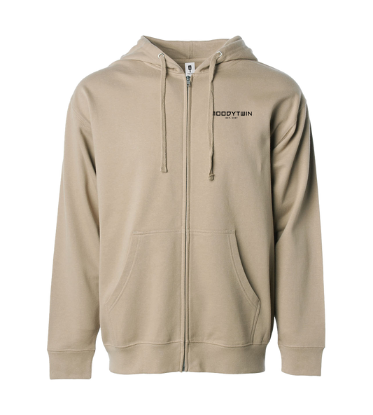 Signature Embroidered Zip Hoodie (Sandstone)
